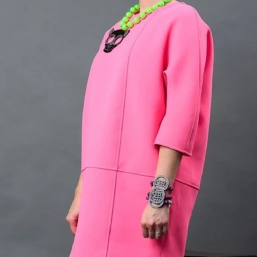 Banana Republic Seamed Shift Dress Bubblegum Pink Neon Lined Size 2 BARBIECORE